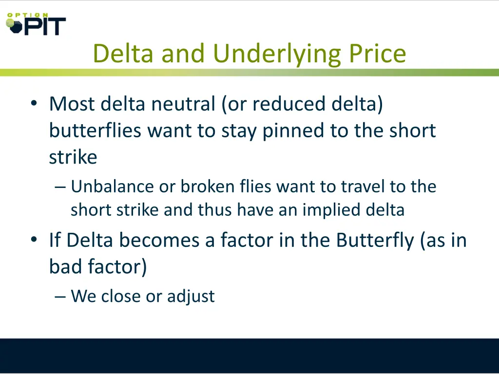 delta and underlying price