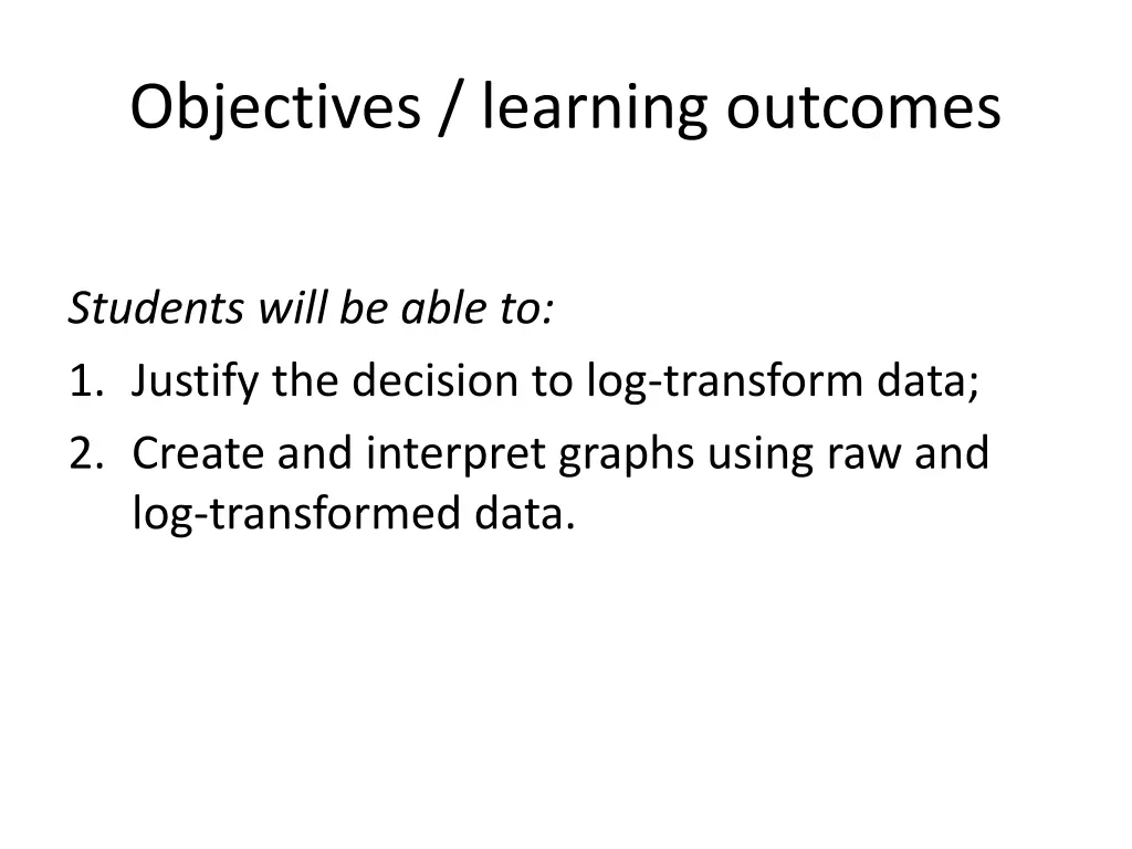 objectives learning outcomes