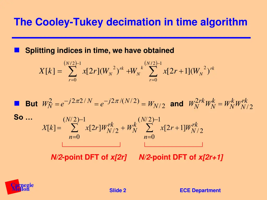 the cooley tukey decimation in time algorithm 1