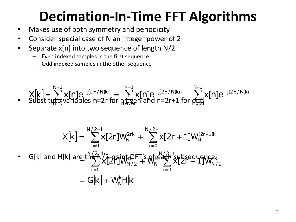 decimation in time fft algorithms makes