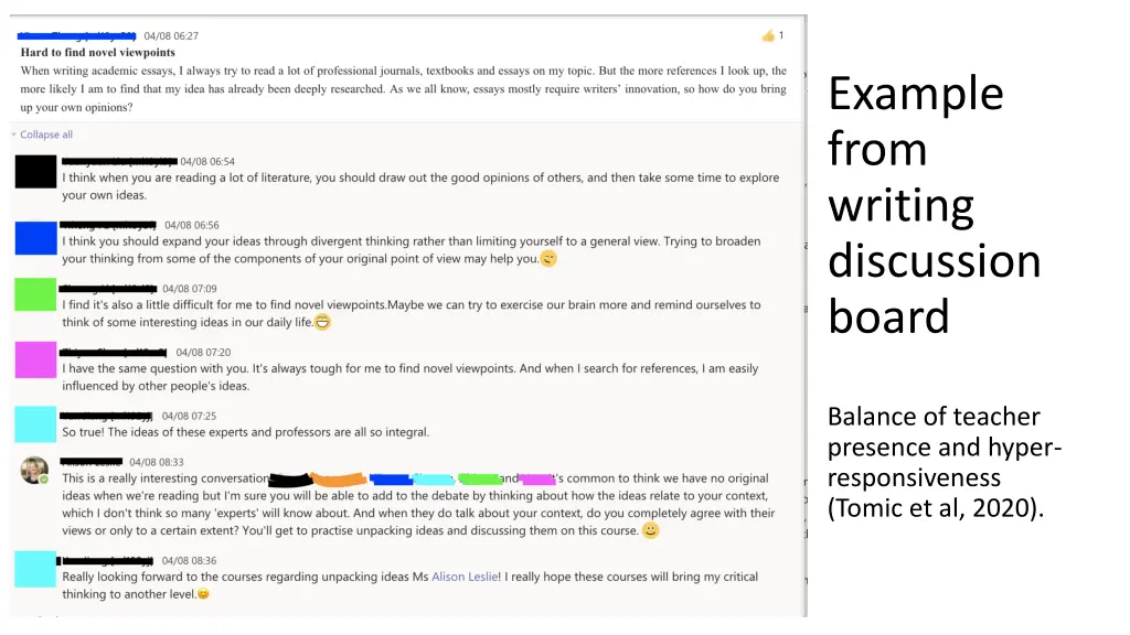 example from writing discussion board