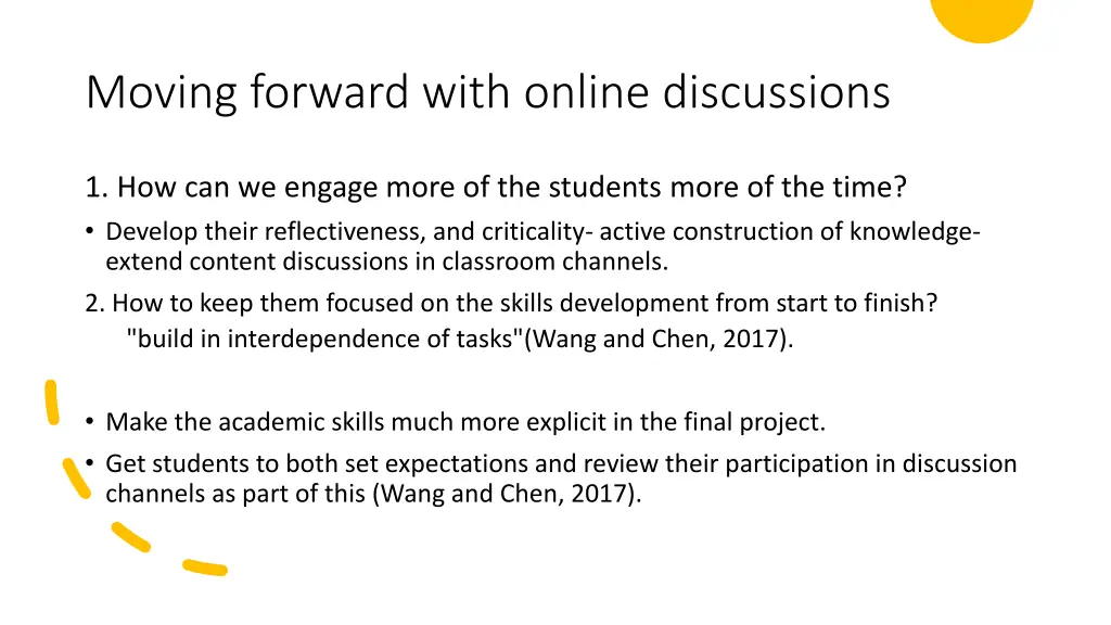 moving forward with online discussions