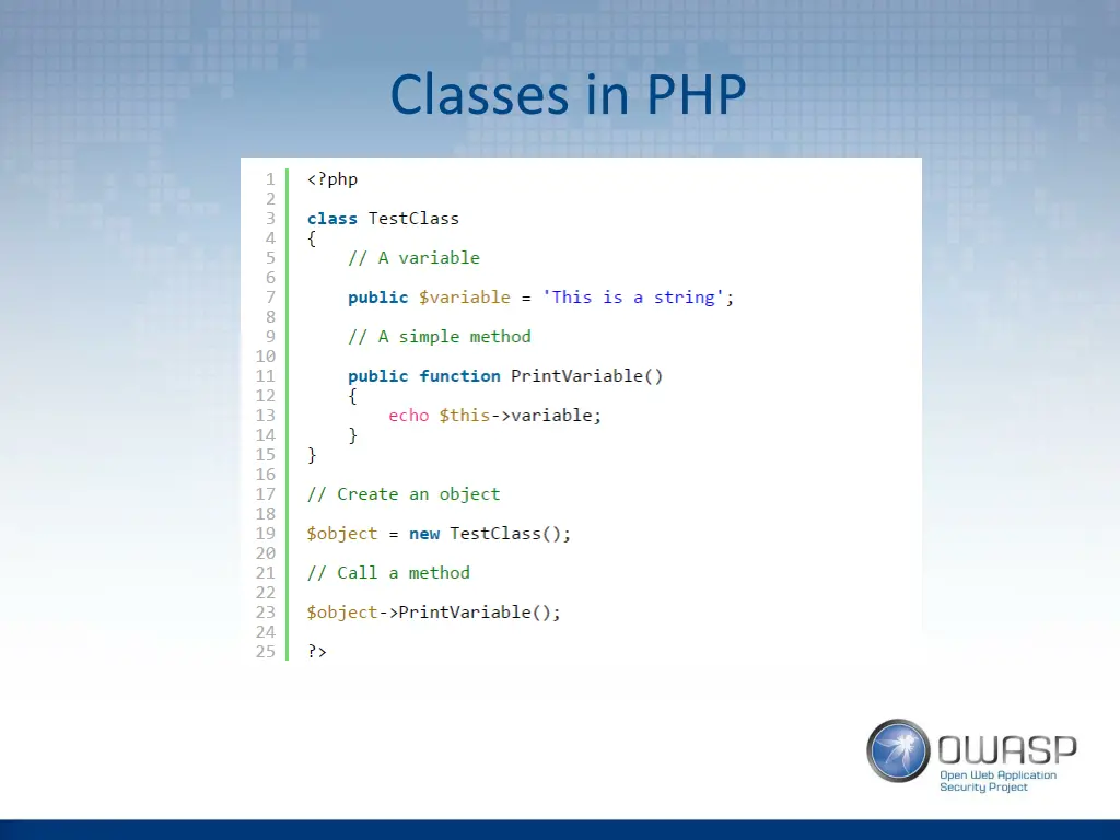 classes in php