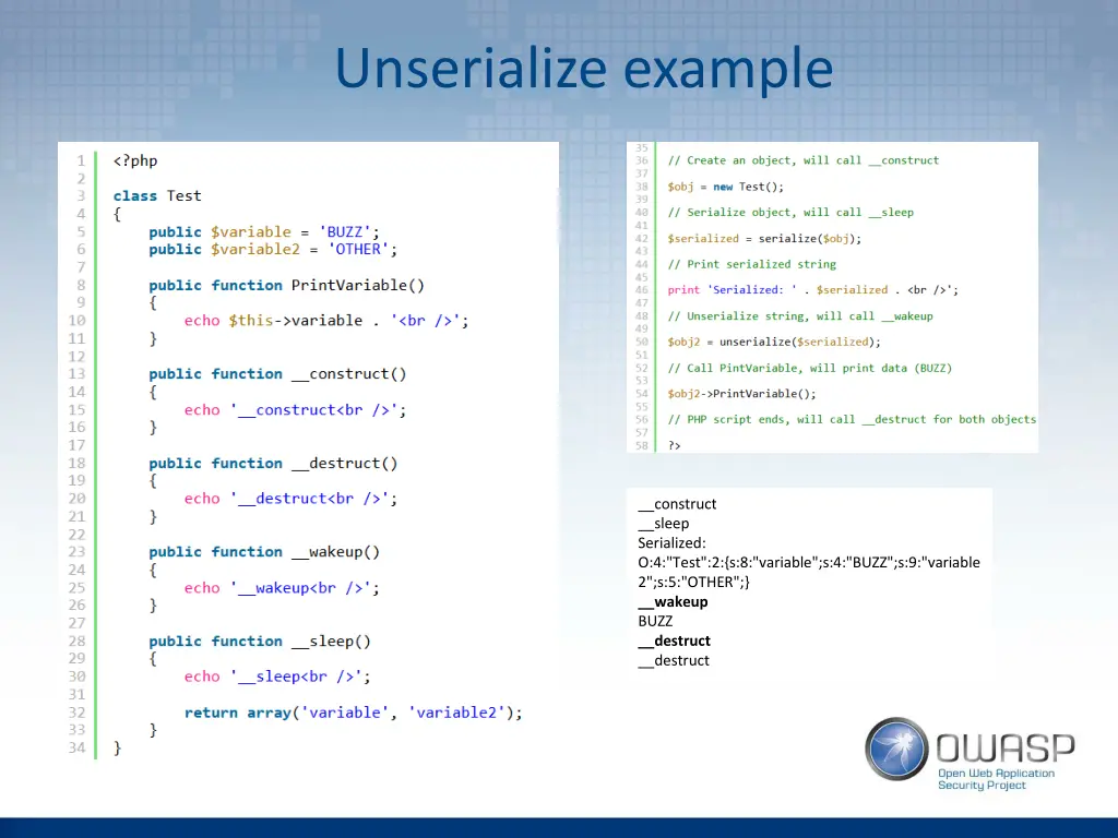 unserialize example