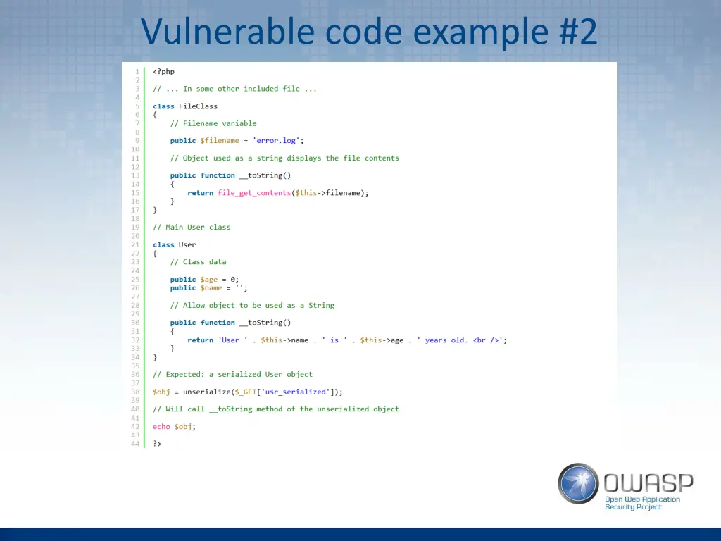 vulnerable code example 2