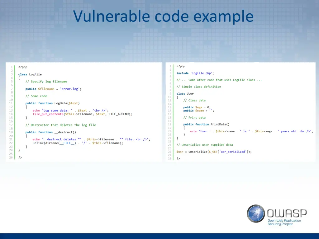 vulnerable code example