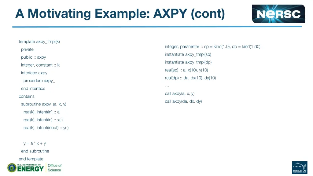 a motivating example axpy cont