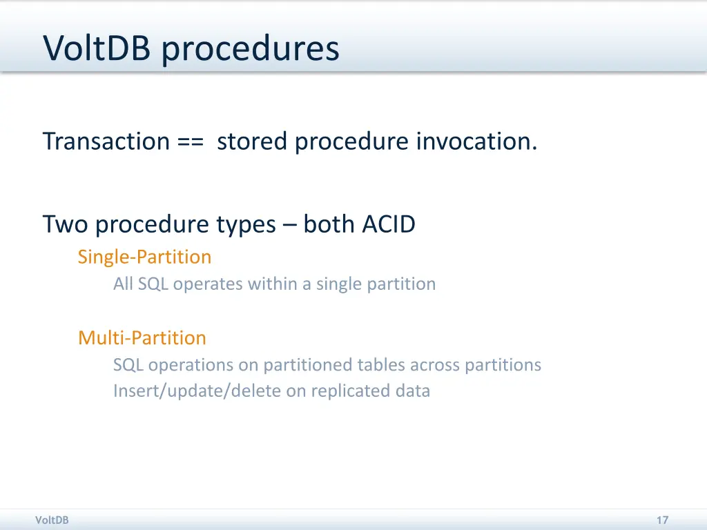 voltdb procedures