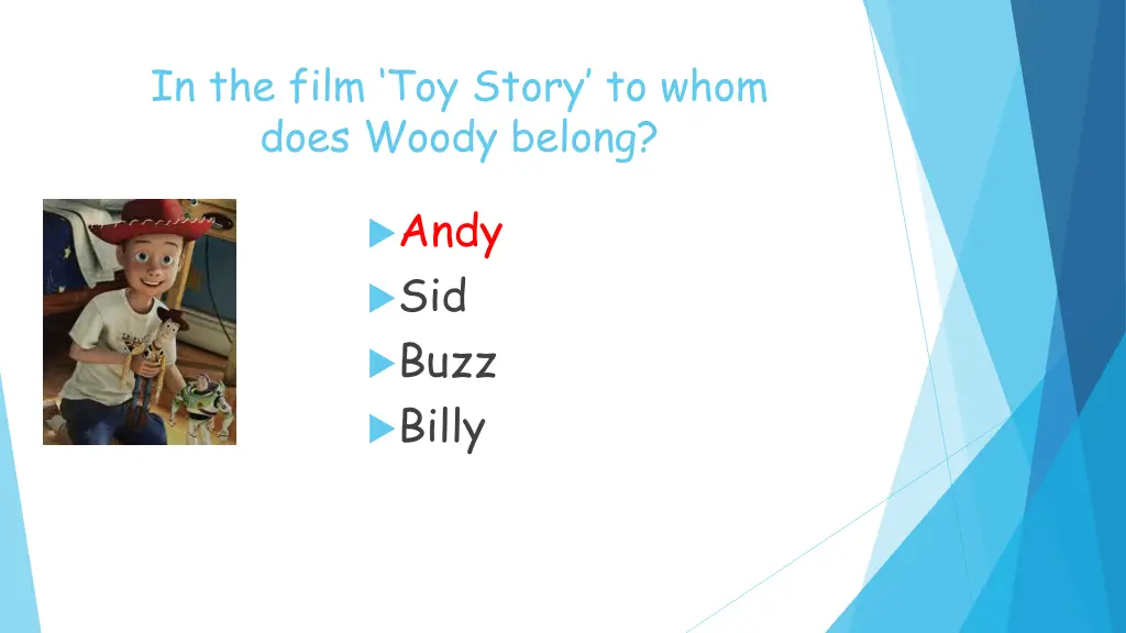 in the film toy story to whom does woody belong