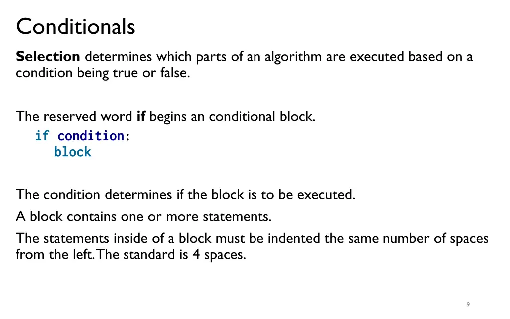 conditionals