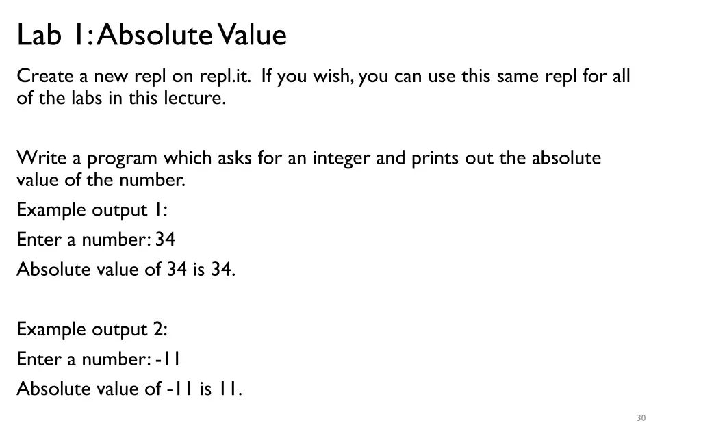 lab 1 absolute value