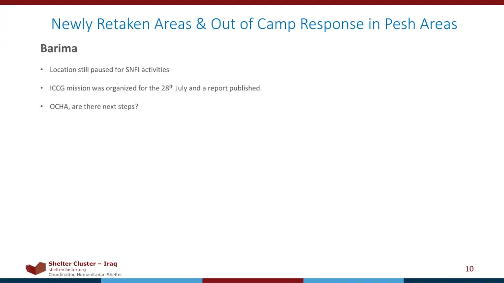 newly retaken areas out of camp response in pesh 3