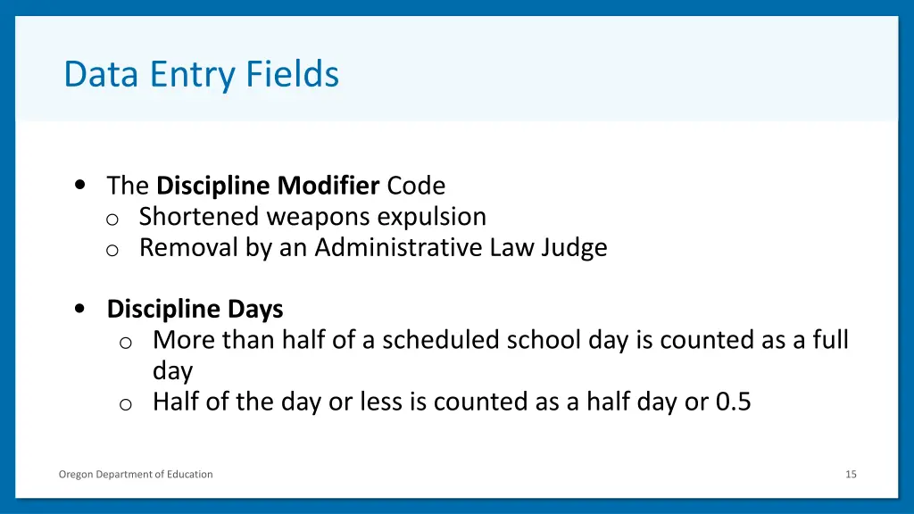 data entry fields