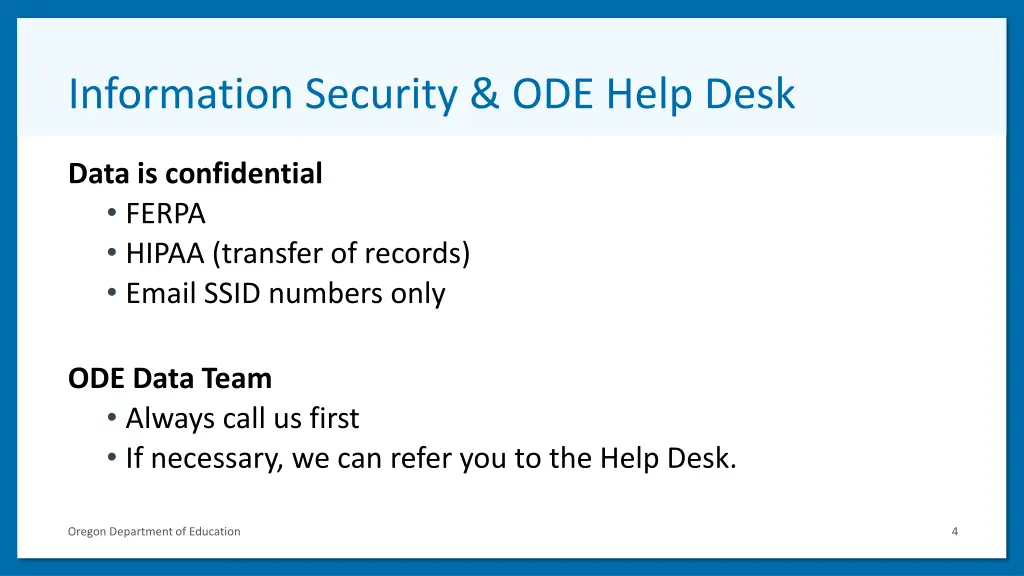 information security ode help desk