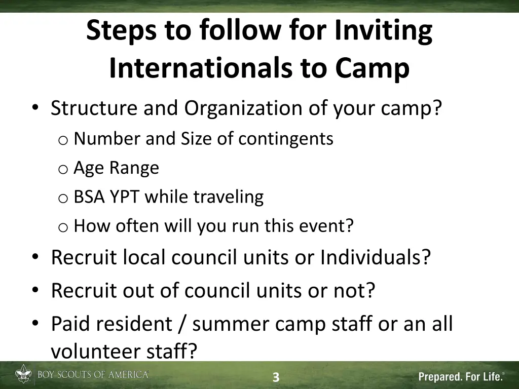 steps to follow for inviting internationals
