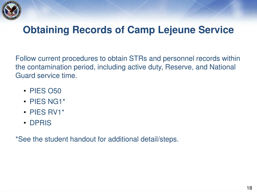 obtaining records of camp lejeune service