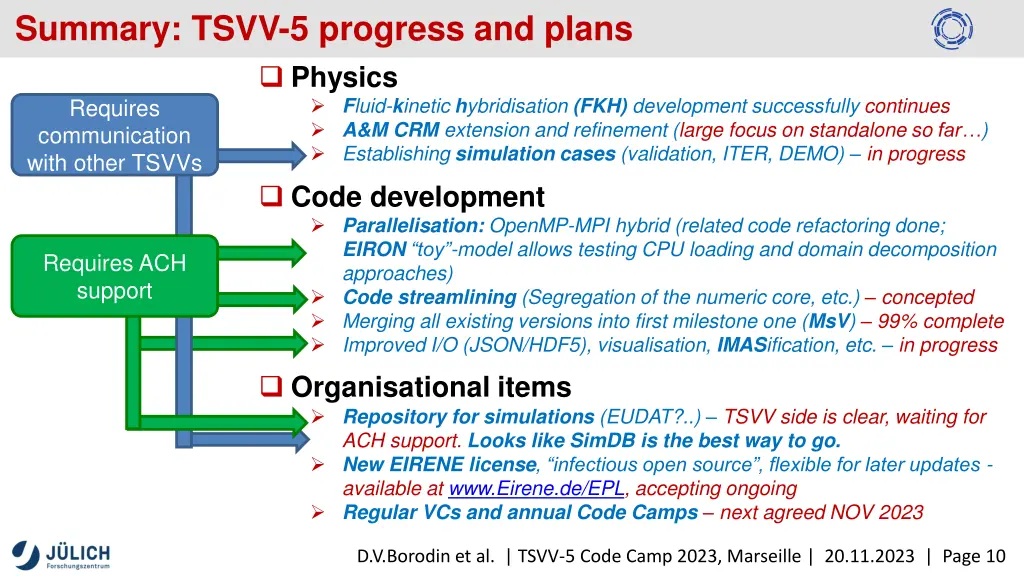 summary tsvv 5 progress and plans physics f luid