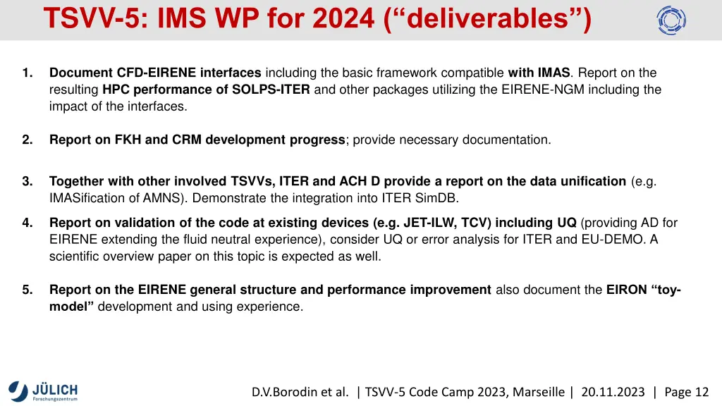 tsvv 5 ims wp for 2024 deliverables