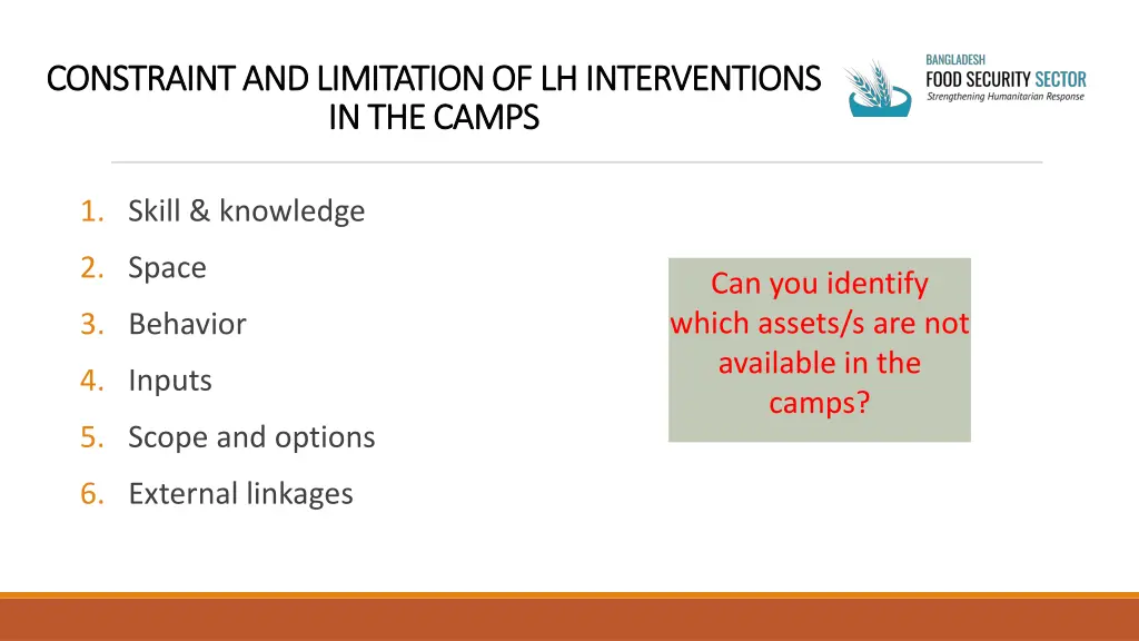 constraint and limitation of lh interventions