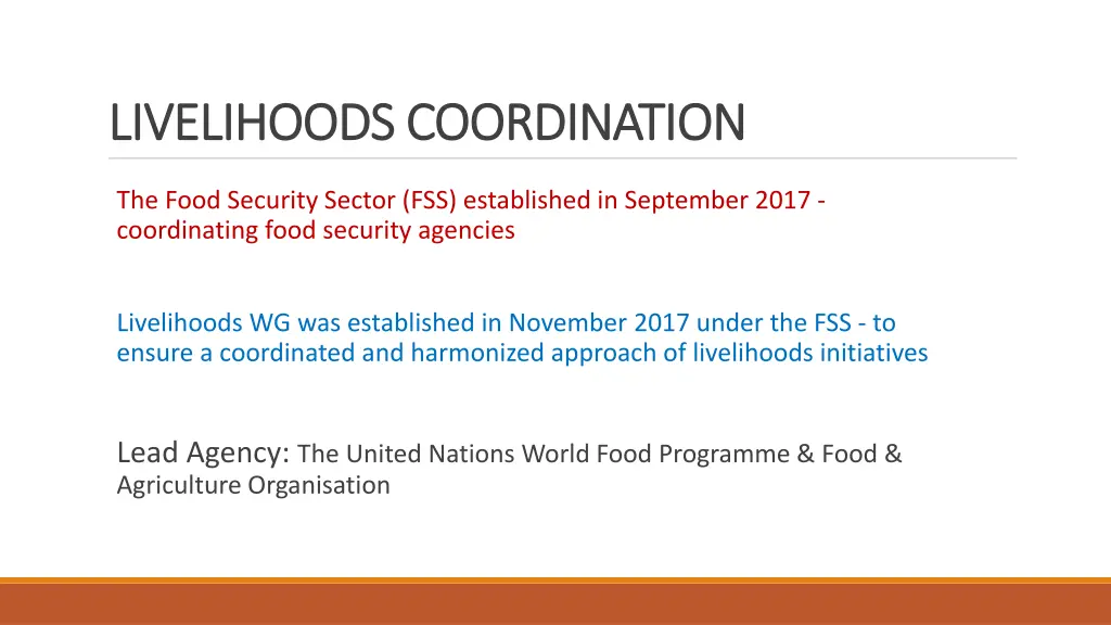 livelihoods coordination livelihoods coordination