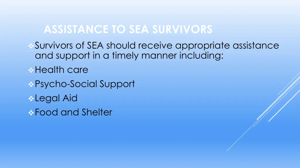 assistance to sea survivors survivors