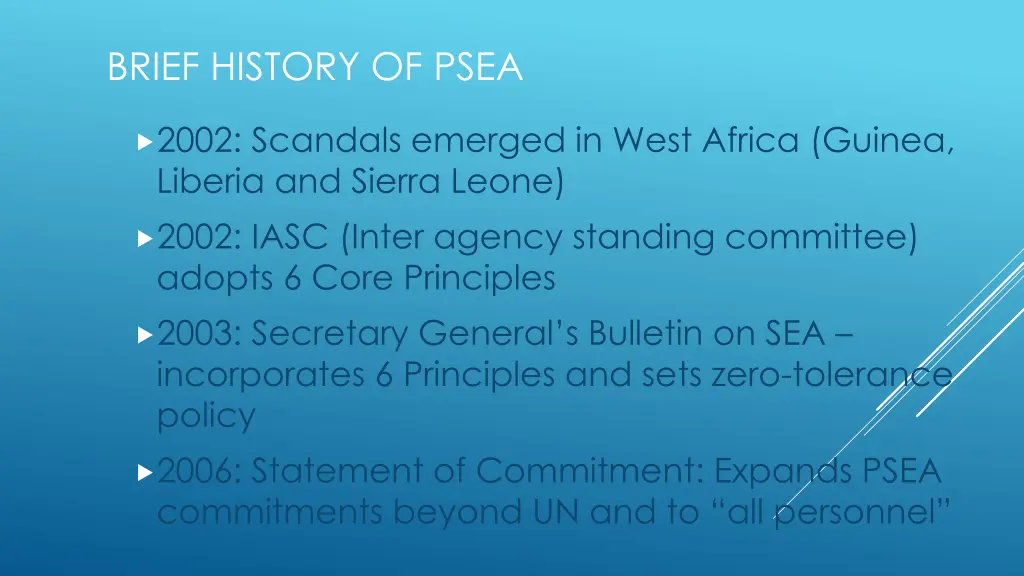 brief history of psea