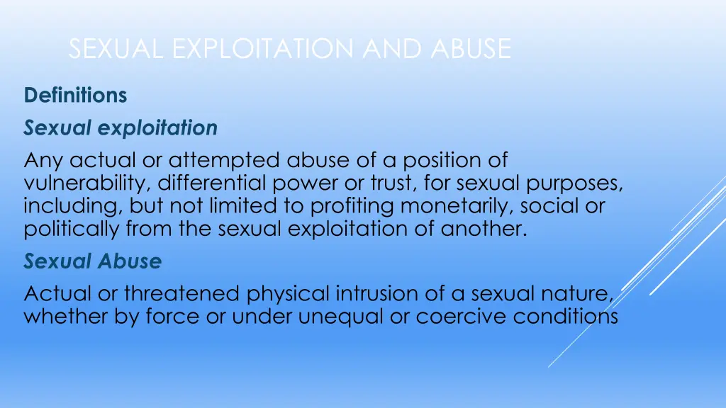 sexual exploitation and abuse