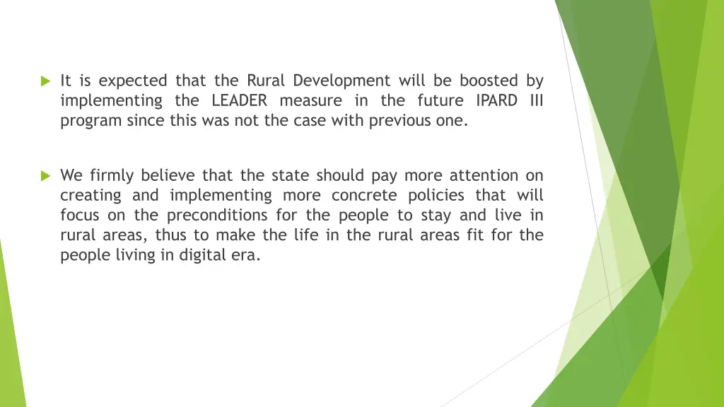 it is expected that the rural development will