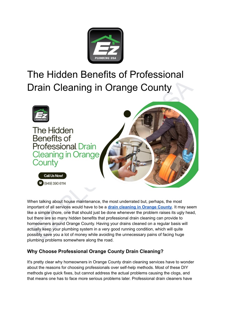 the hidden benefits of professional drain