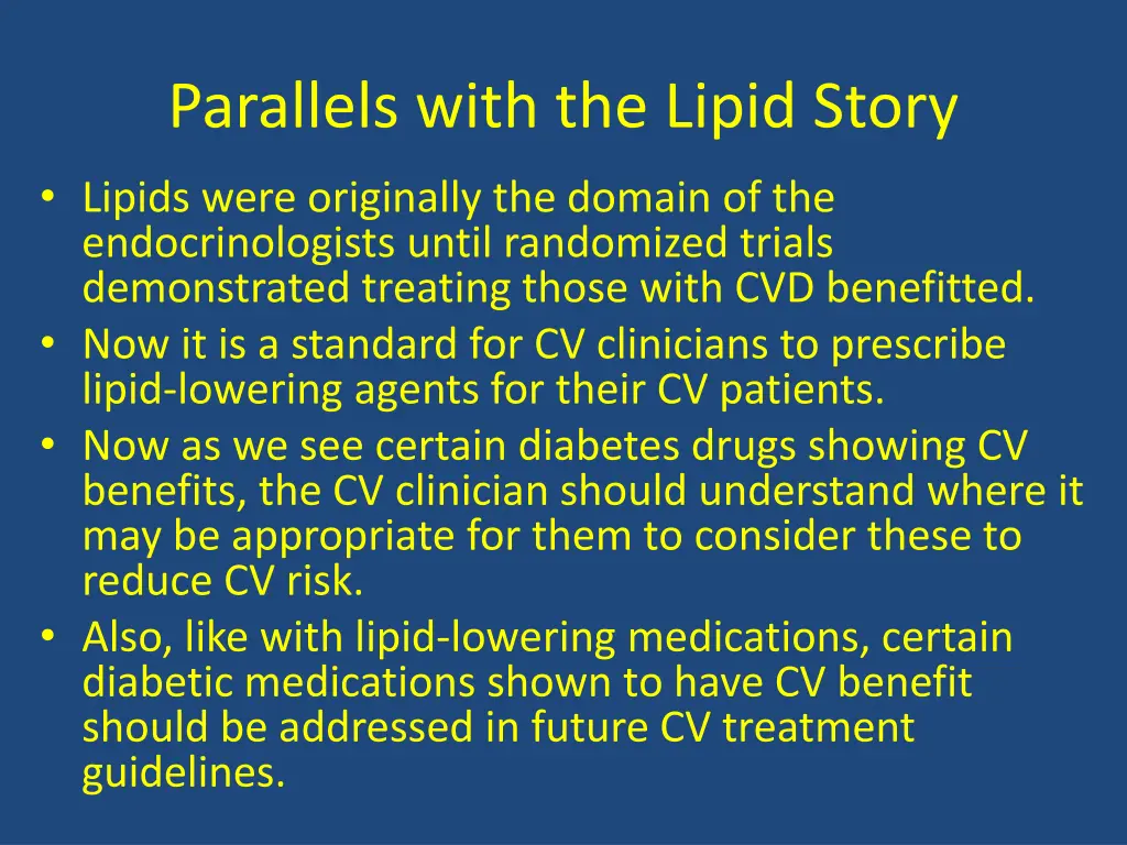 parallels with the lipid story