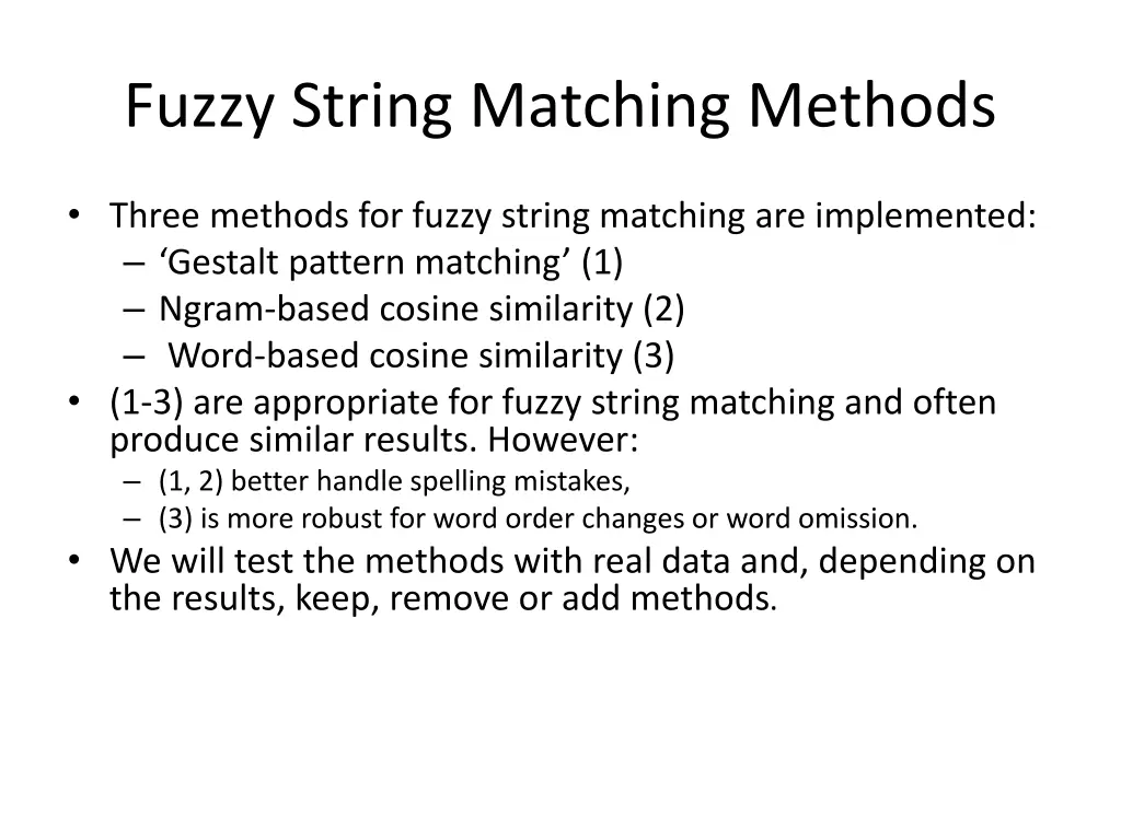 fuzzy string matching methods