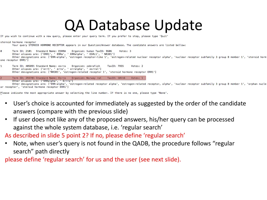 qa database update