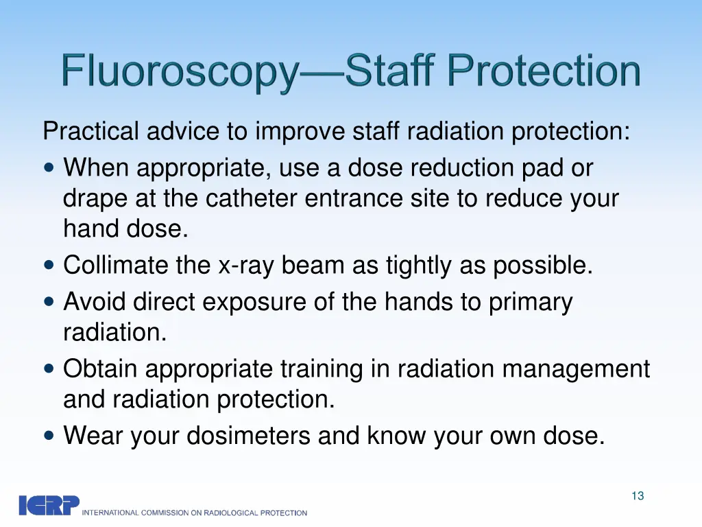 practical advice to improve staff radiation 1