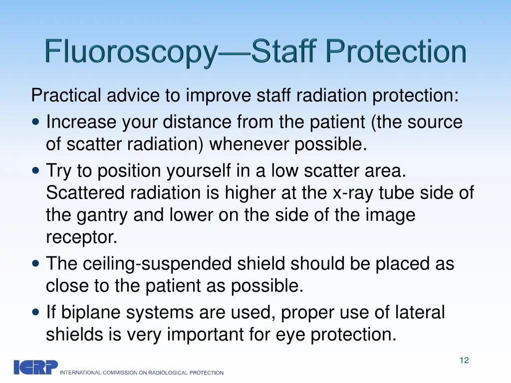 practical advice to improve staff radiation