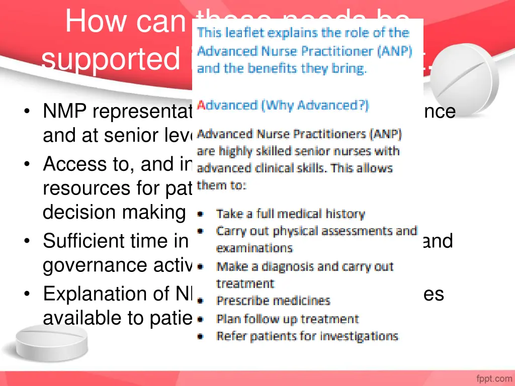 how can these needs be supported in practice cont