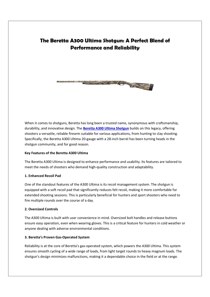 the beretta a300 ultima shotgun a perfect blend