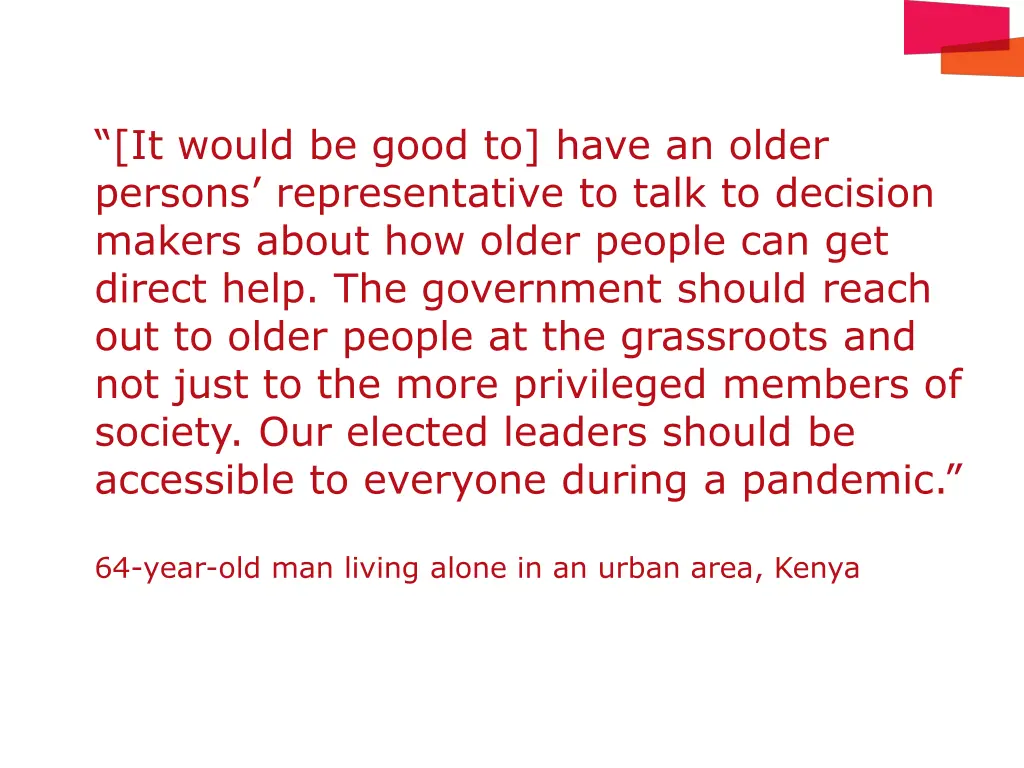 it would be good to have an older persons