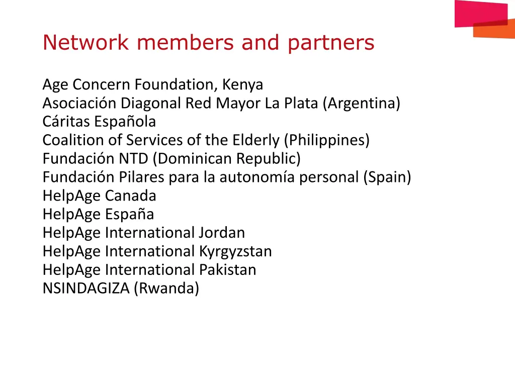 network members and partners