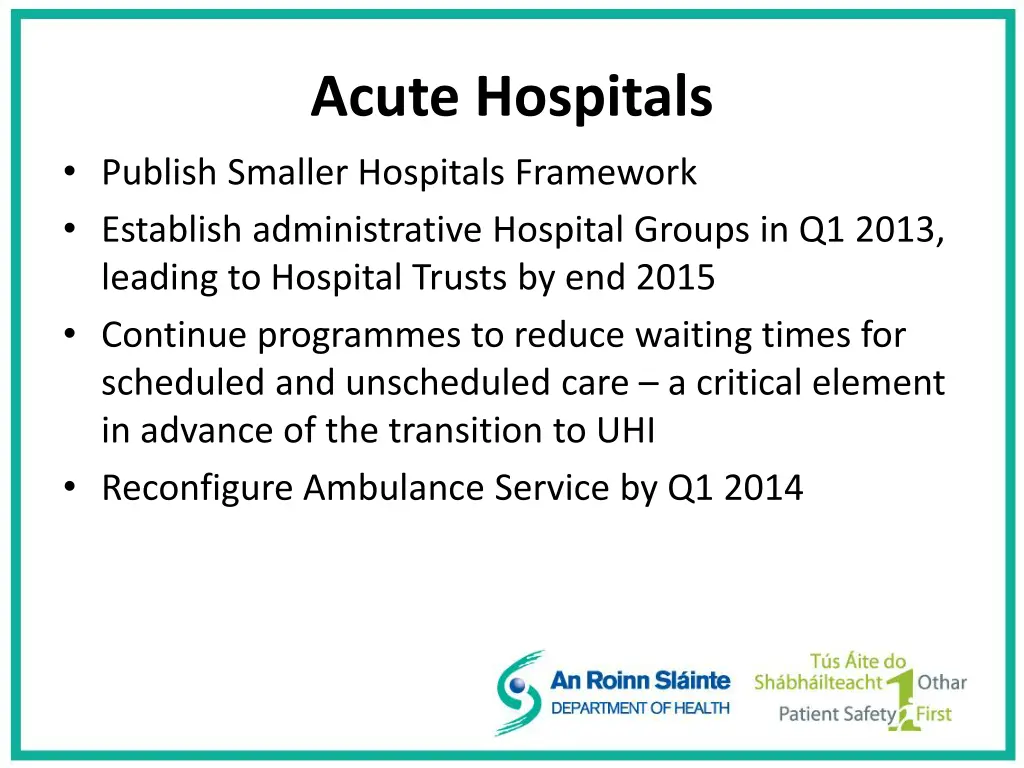 acute hospitals