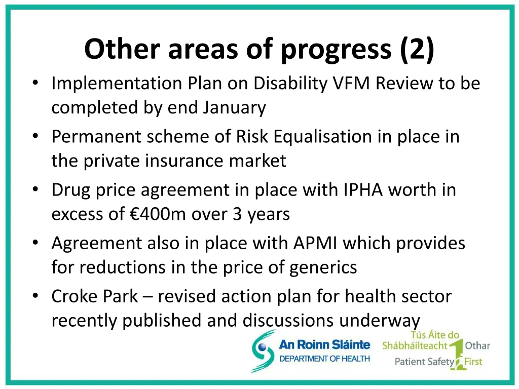 other areas of progress 2 implementation plan