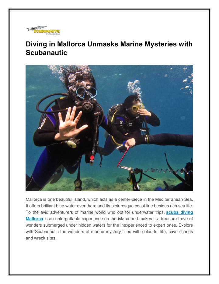 diving in mallorca unmasks marine mysteries with