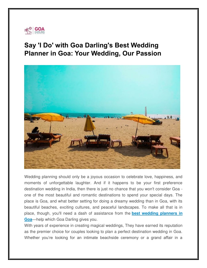 say i do with goa darling s best wedding planner