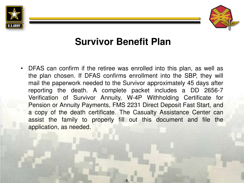 survivor benefit plan