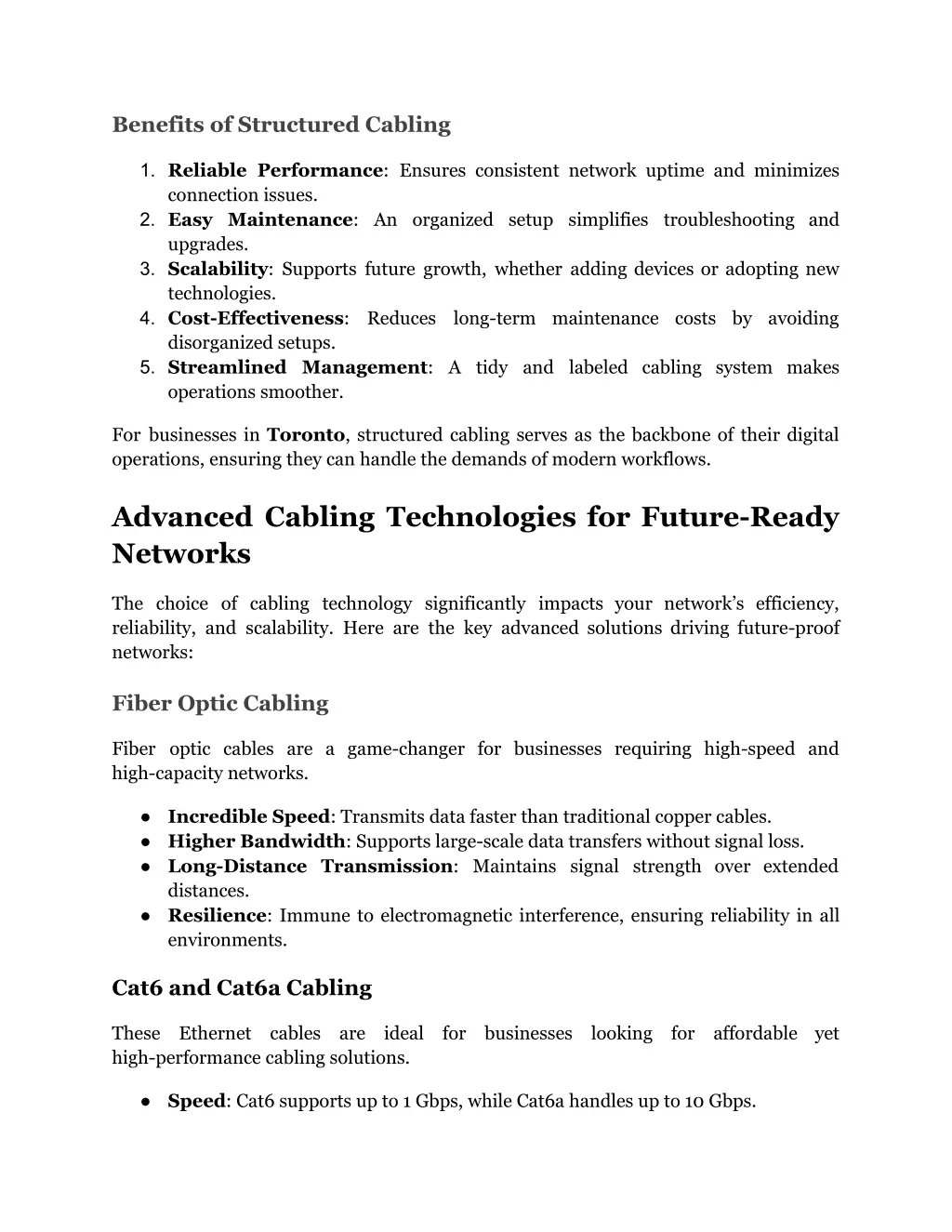 benefits of structured cabling