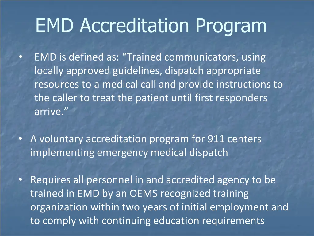 emd accreditation program