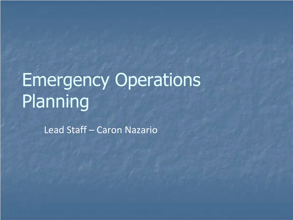 emergency operations planning