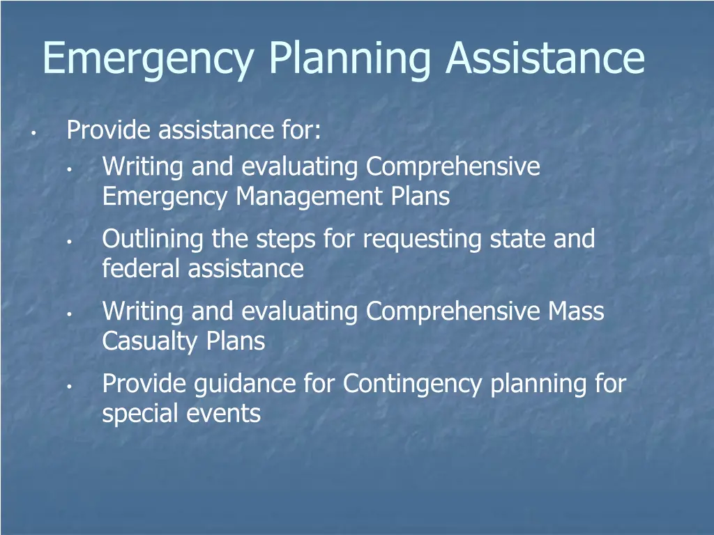 emergency planning assistance