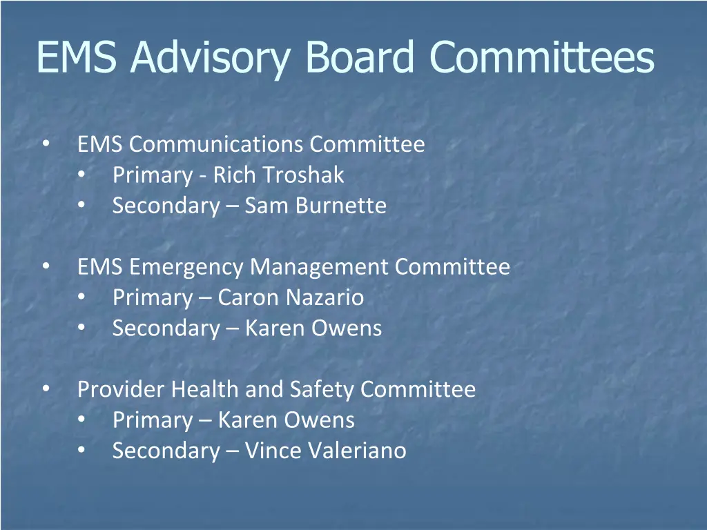 ems advisory board committees