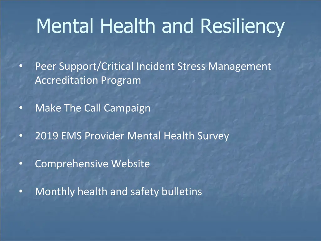 mental health and resiliency