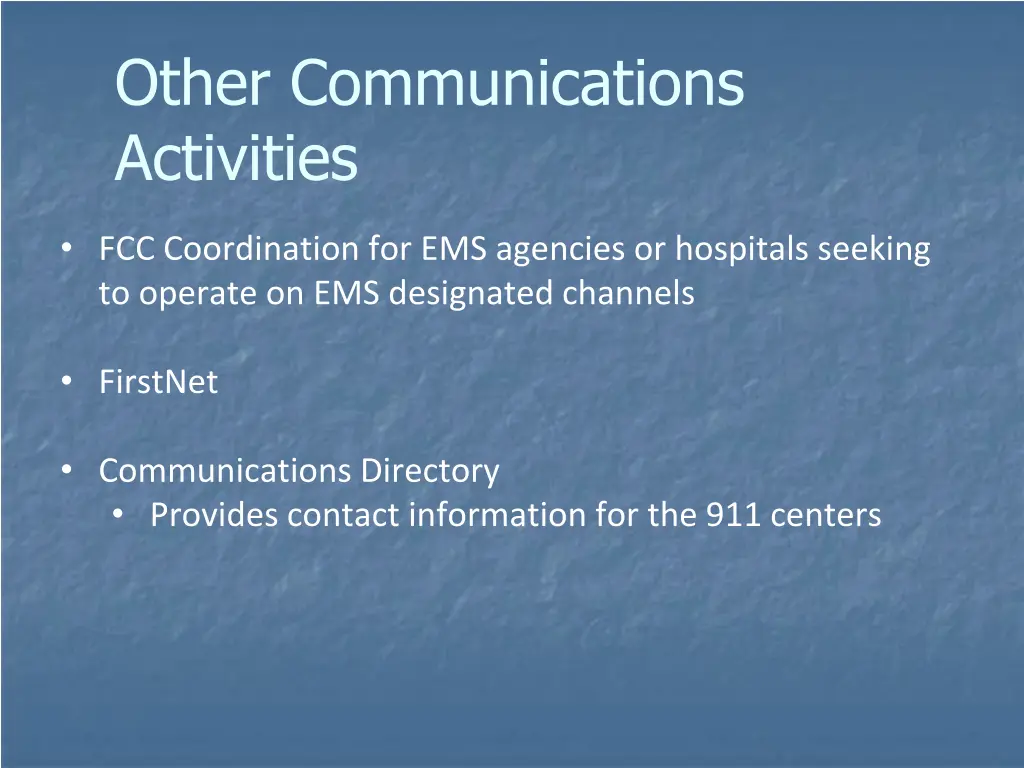 other communications activities